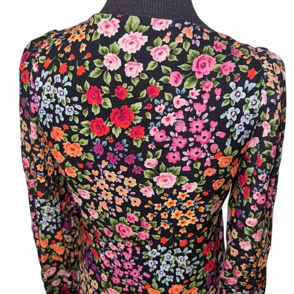 Yumi Kim Olivia Top Women's Long Sleeve Multicolor Floral Tie Neck Size M - Picture 5 of 8